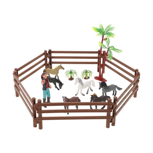 HEMOTON Pferdezaun-Spielzeug Mini-spielzeugstall-Modell Kunststoff-stall-Spielzeug Mini-Farm-Modell Pädagogisches Pferdestall-spielset Für Jungen Und Mädchen von HEMOTON
