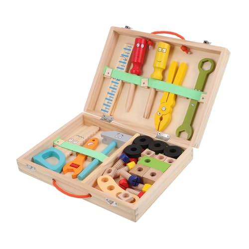 HEMOTON 1 Satz Werkzeugkasten Spielzeug interaktives Spielzeug Kinder entwicklung Küchengeräte für Kinder Bauwerkzeug aus Holz Spielzeuge Kinderspielzeug Rollenspiel-Toolbox Lernspielzeug von HEMOTON