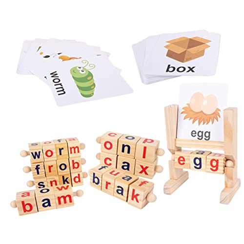 HEMOTON 1 Satz Wort Früherziehung Spielzeug Mädchen Spielzeug Alphabetblöcke lernkarten Kinder gehrungswinkel Spielset aus Holz Twerking-Spielzeug ABC-Blöcke Lernkarten lesen Puzzle Papier von HEMOTON