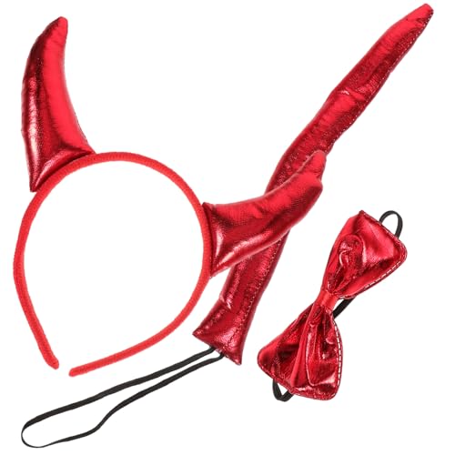 HEMOTON 1 Satz halloween haarspange halloween haarschmuck haarspange halloween role playing Halloween-Party-Cosplay-Kostüm Teufel-Cosplay-Stütze Horn-Teufel-Kopfschmuck Plastik rot von HEMOTON