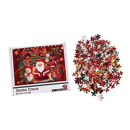 HEMOTON 1 Set 1000 Stück Weihnachtsmann-Puzzle Rätsel Für Puzzlespielzeug Weihnachtsdekorationen Rätsel Für Erwachsene Urlaubspuzzles Für Intelligenzspielzeug Papier Rot von HEMOTON