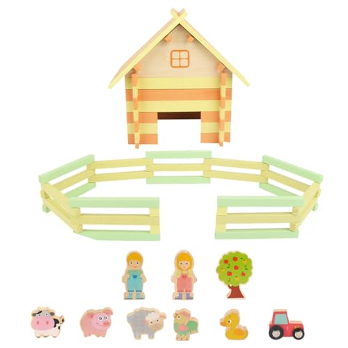 HEMOTON 1 Set Blockhausmodell Das Tier Babypuppenspielzeug Kinderspielzeug Tiere Minispielzeug Lernspielzeug Nachahmung Bauernhofspielzeug Kognitives Lernspielzeug Lustiges Aus Holz Gelb von HEMOTON