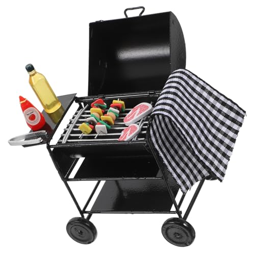 HEMOTON 1 Set Mini Grill Puppenhaus Barbecue Grill Miniatur BBQ Grill Modell Puppenhäuser Grillspielzeug Puppenhaus Grill Mini Barbecue Grill Puppenhaus Zubehör Picknick von HEMOTON