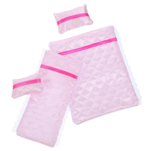 HEMOTON 17 cm Puppenhaus-bettwäscheset Weiche Baumwolle Kissenbezüge Laken Kinderwagenbettwäsche Für Puppenhaus-schlafzimmermöbel-zubehör von HEMOTON