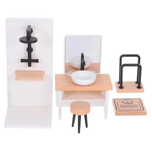 HEMOTON 1 Set Puppenhaus-Badezimmer: Realistisches Miniatur-waschbecken, Duschraum, Frisierhocker, Handtuchhalter, Mini-möbel Für Puppen, DIY-badezimmerzubehör HEMOTON 1 Set Puppenhaus-Badezimmer: Realistisches Miniatur-waschbecken, Duschraum, Frisierhocker, Handtuchhalter, Mini-möbel Für Puppen, DIY-badezimmerzubehör von HEMOTON