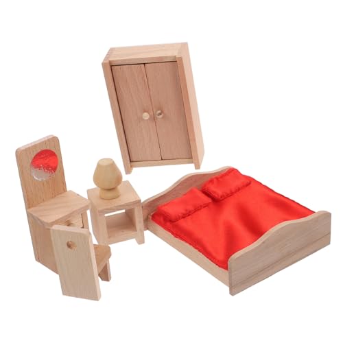 HEMOTON Stabiler Miniatur-puppenhaus-möbelbausatz Aus Holz – Set Mit Miniatur-schlafzimmermöbeln Für Kinderspielzeug von HEMOTON