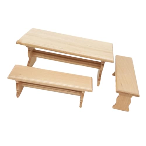 HEMOTON Puppenhausmöbel-spielzeugset Miniatur-esstisch Und Hocker Im Maßstab 112 Für Jungen Und Mädchen Miniaturmöbel Aus Holz Für Die Dekoration Kleiner Puppenhäuser von HEMOTON