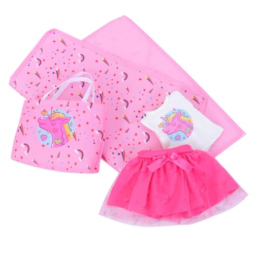 HEMOTON 1 Set Puppenzubehör Sommerpuppen Mini Ringständer Mädchenpuppen Tüll Puppenkleid Puppen Mädchenspiegel Dekopuppen Puppentasche Puppen Kleine Puppen Minipuppen Rosa Stoff von HEMOTON