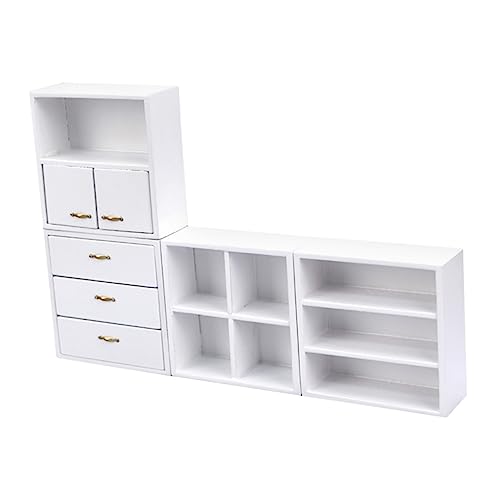 HEMOTON 1 Set Simulationsschrank Hausbauzubehör Möbel Ornamente Moderne Haushaltsgeräte Miniaturen Einrichtungssätze Marken Figuren Bücherregal Stil Puppe Weiß Holz von HEMOTON