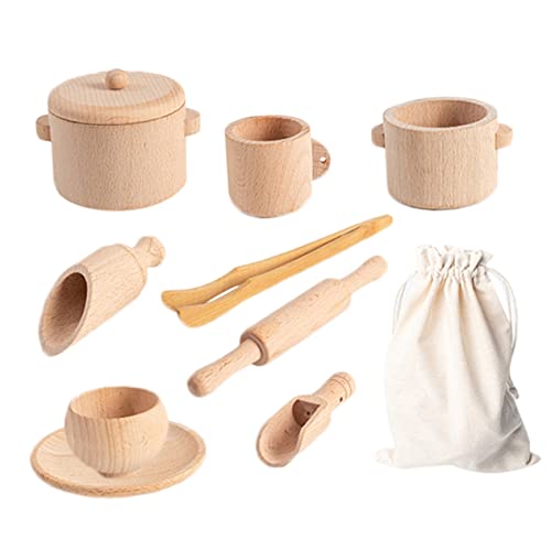 HEMOTON Teeservice Für Kleinkinder – Spielset Aus Holz Für Den Nachmittagstee Für Mädchen Und Jungen Mit Lernspielzeug von HEMOTON