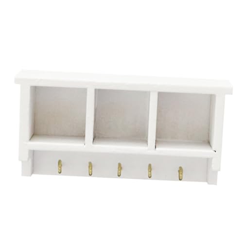 HEMOTON 1 Stück Puppenhausregal Mit Haken Puppenhausmöbel Puppenmöbelregal Mini Hauszubehör Mini Möbelmodell Miniaturmöbel DIY Möbelmodell Weißes Holz von HEMOTON