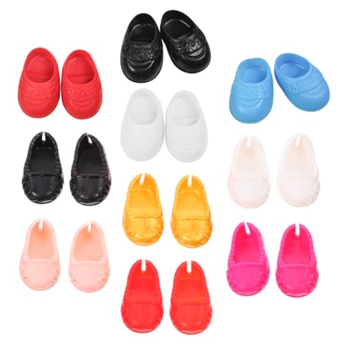 HEMOTON 10 Paar Schuhe Babypuppen für Mädchen Mini-Puppen Zubehör für Babypuppen Wiederverwendbare babywindeln Puppen Accessoires Puppen Schuhe Mini-Hausschmuck Miniatur-Plastikschuhe von HEMOTON