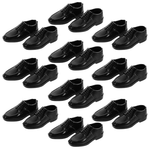 HEMOTON 10 Paar Schwarze Herrenschuhe Im Maßstab 1/6 Aus Kunststoff Miniatur-Herrenschuhe Für 11 6-Zoll-Puppen Für Puppenhausspiele Mikrolandschaftsornamente Und Dekorationen von HEMOTON