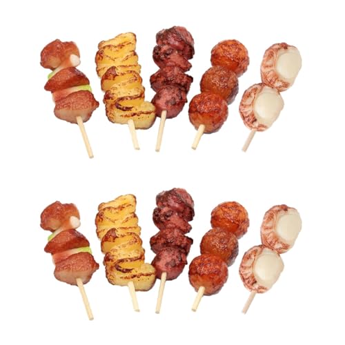 HEMOTON 10 Simulierte Grillspieße BBQ kochendes küchenspielzeug Puppenhaus-Miniaturen Kinderspielzeug gefälschtes Essen realistisches Essen Mini-Lebensmittel Camping Modell einstellen von HEMOTON