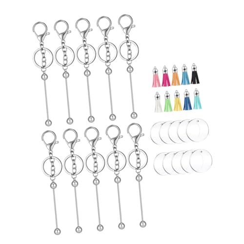 HEMOTON Perlenfähiges Schlüsselanhänger-Set Acryl-schlüsselring-Quasten-Sets Leere Schlüsselanhänger Für Dekorative Accessoires von HEMOTON
