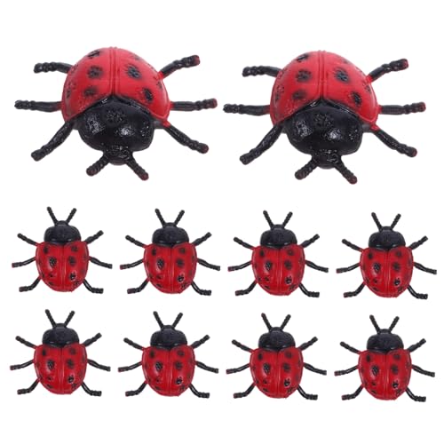 HEMOTON 10 Stück Kleiner Simulations Marienkäfer Spielzeug für Garten Deko PVC Miniaturfiguren Lebendige Farben für Selbstgemacht Kleiner Gärten Blumentöpfe Partys von HEMOTON