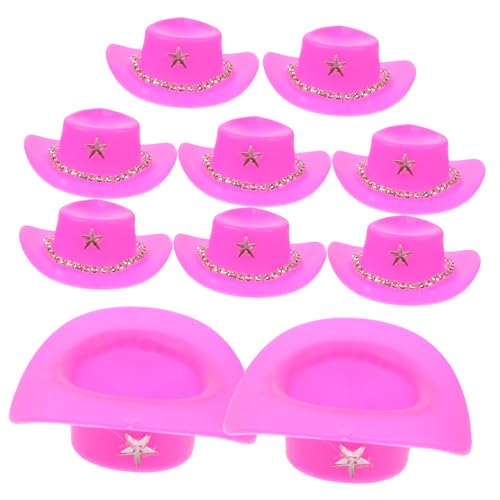 HEMOTON 10 Stück Mini Cowboyhut Hüte Rosa Cowgirlhut Kappe Cowboyhut Kuhmädchenhut Partydekoration Hut Für Puppen Kleiner Hut Mall Hut Kunststoff von HEMOTON