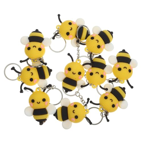 HEMOTON 10 Stück Teiliges Cartoon Biene Schlüsselanhänger Niedlicher Bienen Anhänger Vielseitiger Taschen Autoschlüssel Deko Geschenk für Freunde und Familie Praktische Party Deko von HEMOTON