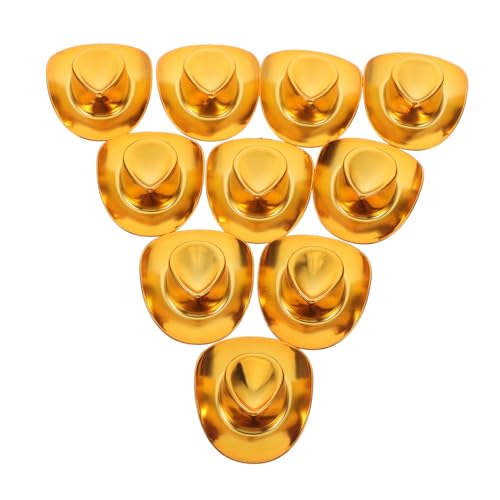 HEMOTON 10 Stück Teiliges Mini Cowboy Hüte Glitzernd Miniatur Western Hüte für Puppenkleidung DIY Basteln Dekoration für Kuscheltiere Schlüsselanhänger und Handyzubehör von HEMOTON