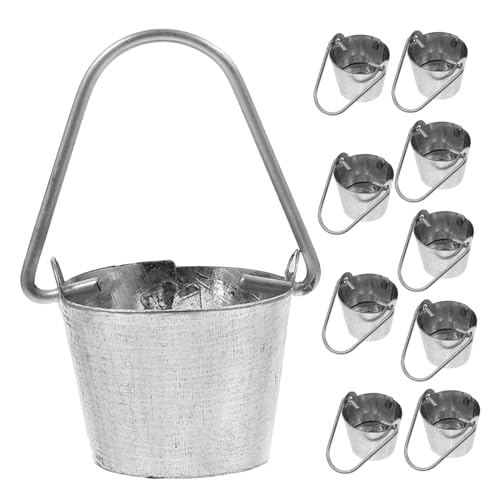 HEMOTON 10 Stück Teiliges Mini Eimer aus Metall mit Griff Wetterfeste Mini Blumentöpfe für Puppenhaus Garten Dekoration Robuste Miniatur Eimer für Miniatur Hauszubehör von HEMOTON