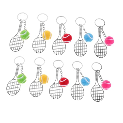 HEMOTON 10 Stück Teiliges Mini Tennis Racket Schlüsselanhänger Langlebige Sport Schlüsselringe mit Realistischem Ball-anhänger Vielseitig als Taschenanhänger für Frauen Männer und von HEMOTON