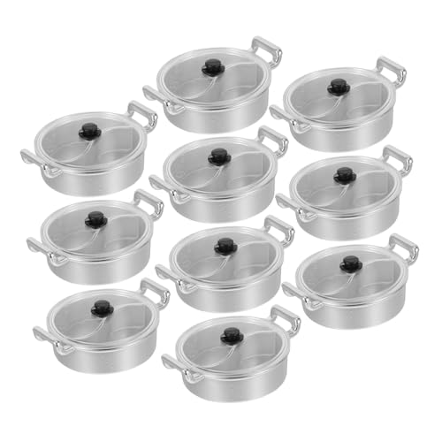 HEMOTON 10 Stück Teiliges Miniatur Hot Pot Set mit Deckel Kindersicheres Puppenhaus Kochgeschirr Realistische Miniatur Töpfe für Puppenküche Fördert Teamwork und Einfach zu Reinigen von HEMOTON