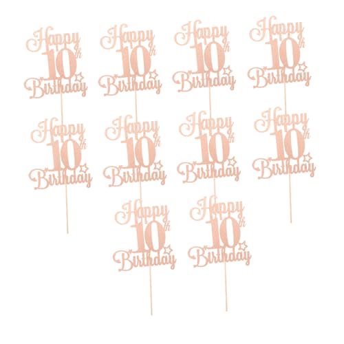 HEMOTON 10 Stück Zahlen Kuchenaufsatz Zum 10 Hochzeitstag Cupcake Aufsätze Kuchenbuchstaben Cupcake Stick Dessert Aufsatz „Happy 10Th Anniversary“ Aufsätze Kuchenaufsatz von HEMOTON