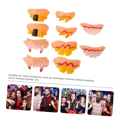 HEMOTON 10 Stück Zahnersatz Halloween Knifflige Requisiten Halloween Gefälschte Zähne Party-zähne Halloween-gebiss Lustige Zähne Für Halloween Kieselgel von HEMOTON