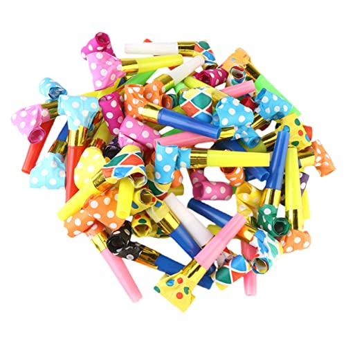 HEMOTON 100 Stück Blasrolle Rohre Spiele Kindergebläse favorisieren Krachmacher party zubehör partyzubehör karnevalskostüme pfeifen bunte Pfeife Jubelnde Requisiten von HEMOTON