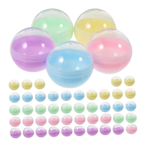 HEMOTON 100 Stück Halbtransparente Macaron Farbige PP Kapseln zum Befüllen Runde Kunststoffbälle für Kaugummiautomaten DIY Basteln Aufbewahrung und Süßigkeiten von HEMOTON