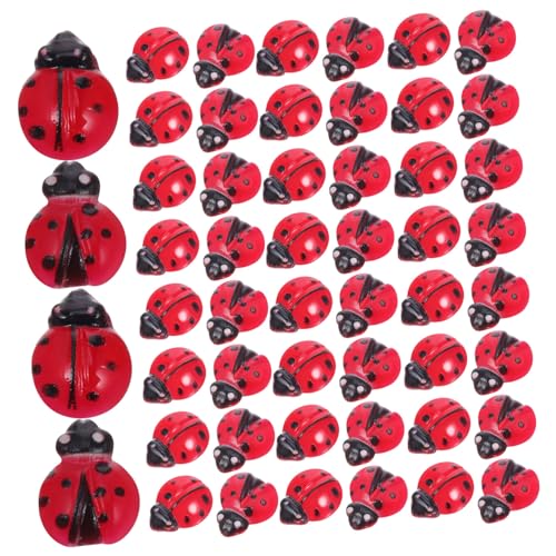 HEMOTON 100 Stück Kleine Marienkäfer Insekten Miniatur Marienkäfer Figuren Marienkäfer Knopf Marienkäfer Puppenhaus Gartendekoration Marienkäfer Kapuzenpullover Winzige Marienkäfer von HEMOTON