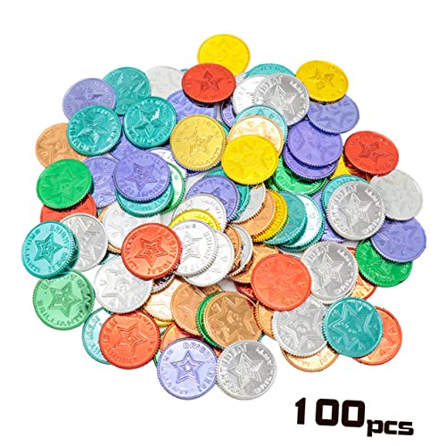 HEMOTON 100 Stück Teiliges Buntes Piraten Spielgeld aus Robustem Kunststoff Farbenfrohe Münzen für Kindergeburtstag Rollenspiele und Schatzsuche für Jungen und Mädchen Kreativität und von HEMOTON