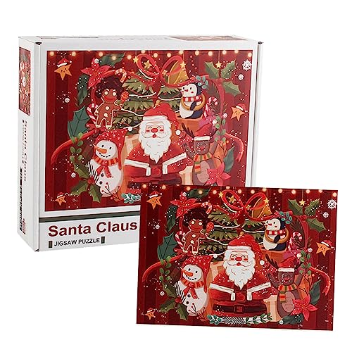 HEMOTON 1000 Stück Weihnachtsmann-Puzzle Weihnachtsdekorationen Puzzle kinderpuzzle weinachtsgeschenke Weihnachtspuzzle Weihnachtsrätsel Papier rot von HEMOTON