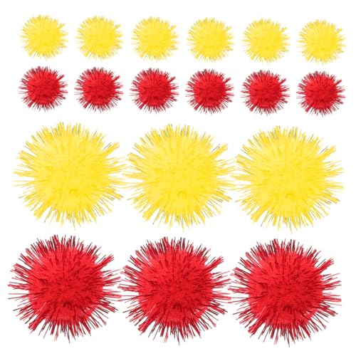 HEMOTON 100st Goldener Fellknäuel Girlande Bommelbälle Flauschige Kugeln Pompons Dekorationen Funkeln Puff Poms Glitzer Bommel Lametta Funkelt Glitzerbommeln Zum Basteln Plüsch von HEMOTON