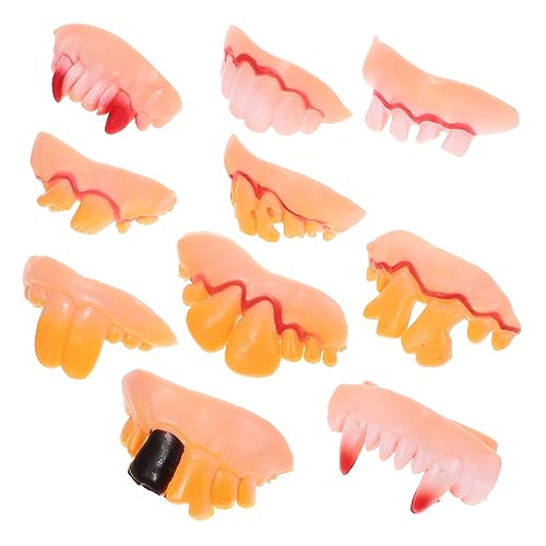 HEMOTON 10St gefälschte lustige Zahnprothesen Halloween hässliche Zähne Zahnstreifen Halloween-Zahnersatz Halloween Costume Halloween Kleidung Gummizähne lustige zähne für Erwachsene von HEMOTON