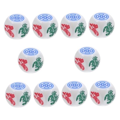 HEMOTON 10er Set Farbwürfel Vintage Fisch-Garnelen-krabben-würfelspiel Zum Mitnehmen Spiel Ästhetische Würfelstütze Chinesisches Neujahrswürfelspiel Abs Weiß von HEMOTON