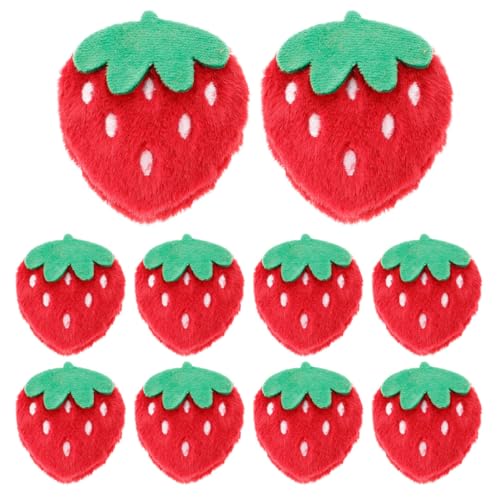 HEMOTON 10 Stück Plüsch Erdbeere Aufnäher Bügelbild Aufbügeln ügler Bügeleisen auf Patches Sticker Erdbeerflecken Applikation DIY T-Shirt Jeans Kleidung Taschen Flicken von HEMOTON