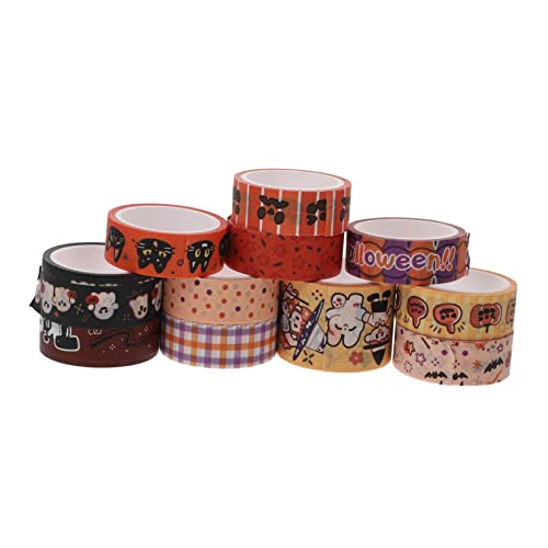 HEMOTON 11 Rolle Halloween-Washi-Tape kleine Kirschohrringe Kürbis-Anhänger Blütenband Halloween Halloween assecoires schreibwaren Reisetagebuch-Aufkleber Bastelaufkleber Papier von HEMOTON