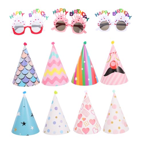 HEMOTON 11 Stücke Geburtstagsfeier Alles Zum Geburtstag Hut Kappe Geburtstag Komisch Aussehende Brille Individuelle Partyhüte Brille Partykegelhüte Papier von HEMOTON