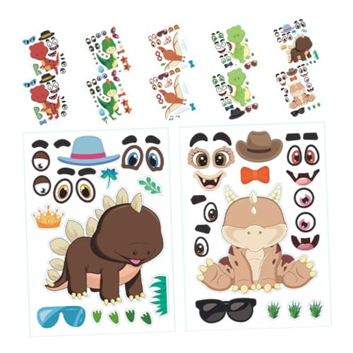 HEMOTON 12 Blatt Dinosaurier - Puzzle - Aufkleber Selbstklebende Etiketten Sticker Dinosaurier Stickerbogen Sticker hefte lustige Aufkleber für Freunde Partybevorzugungsaufkleber von HEMOTON