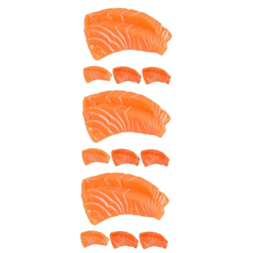 HEMOTON 12 STK Lachs-Modell Restaurant gefälschtes Essen Fischfleisch Modelle Ornament simulierte Lachsrequisiten Szenenfotografie Requisiten Esstisch Dekorationen Sushi-Platte Lachsfilet von HEMOTON