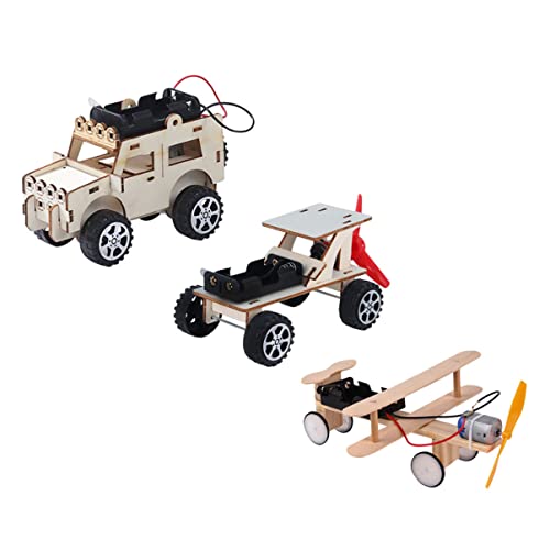 HEMOTON 12 STK selbstgebautes Auto Physikexperimente Spielzeug Automodellbausatz Modelle Spielzeuge simuliertes Flugzeugspielzeug Kunsthandwerk aus Holz Elektroauto Puzzle Dekorationen 3D von HEMOTON