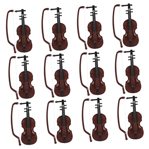 HEMOTON 12 Sätze Mini-geige Elektrische Geige Kleiner Geigenwitz Mini-violine-modell Instrumente Geigenspielzeug Ornamente Kleinste Geige Geigenkoffer Weihnachtsrequisiten Plastik Coffee von HEMOTON