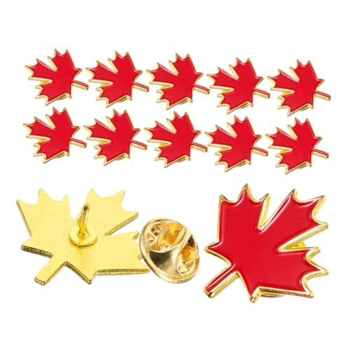 HEMOTON 12 Stück Ahornblatt-Abzeichen Pin aus Ahornblatt-Emaille Pin-Abzeichen Brosche-Clip-Anhänger Kette Ahornblatt Brosche Metall Anstecknadel Anstecknadeln Anstecknadel aus Ahorn rot von HEMOTON