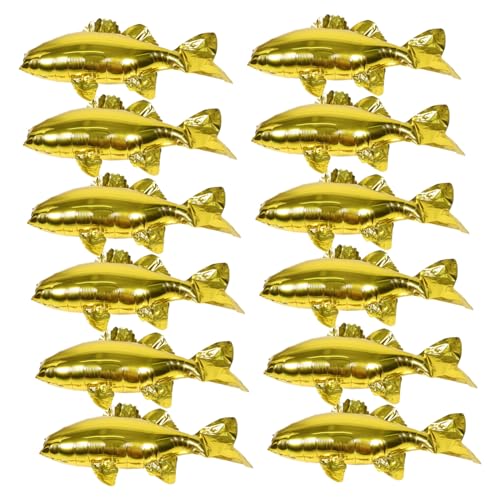 HEMOTON 12 Stück Große Goldfisch Folienballons Leuchtenden Farben Einzigartige Meeres Tierform Einfach Aufzublasen für Shower Kindergeburtstag Strand und Meeresthemen Party Dekoration von HEMOTON