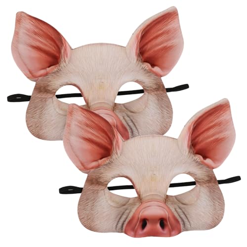 HEMOTON 12 Stück Halbes Gesicht Schweinemaske für Faschingsparty und Halloween Karneval Leichte Tiermaske für Erwachsene und Detailreiche Masquerade Kostümaccessoires von HEMOTON