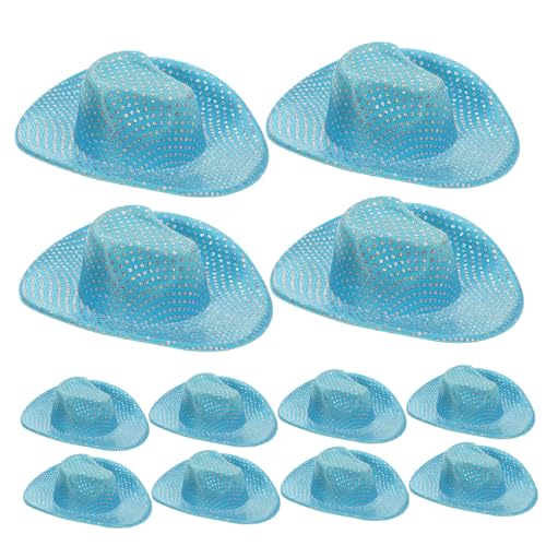 HEMOTON 12 Stück Mini Cowboyhut Winzige Cowboyhüte Miniatur Western Cowboyhut Dekorationen Partygeschenke Mini Glitzerhut Disco Winzige Hüte von HEMOTON