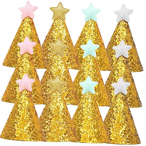 HEMOTON 12 Stück Mini Geburtstags Hüte für Glitzernde Stern Hüte Partybedarf für Kindergeburtstage mit Kordel für Sicheren Sitz und Charmantem Design von HEMOTON