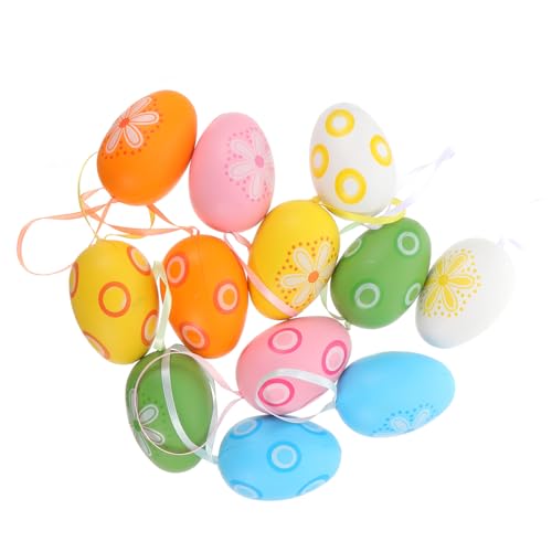 HEMOTON 12 Stück Ostereier für hängend Ornamente Pastell groß gefüllt basteln zu ostern osterbastelei ostegeschenke Festivalbedarf Osterdekoration zu Hause Kunststoff- -Material Colorful von HEMOTON