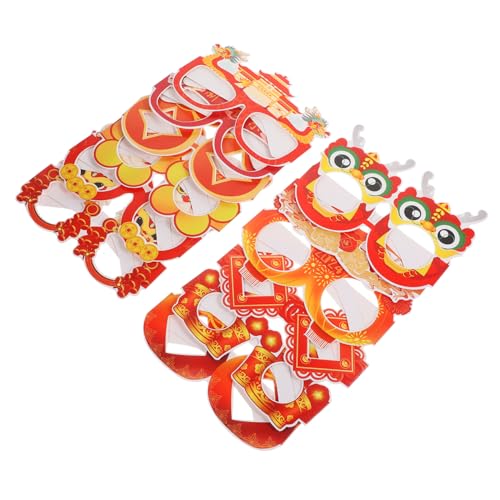 HEMOTON 12 Stück Papiergläser igelkostümkinder kinderparty mitgebsel glucksbringer Party-Accessoires Brille Laternen Party -Requisiten Partybevorzugung für das chinesische Neujahr rot von HEMOTON